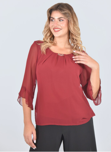 Κομψή αμπιγιέ μπορντό μπλούζα Κομψή αμπιγιέ μπορντό μπλούζα