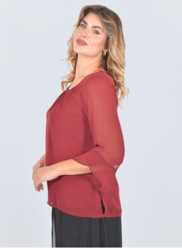 Κομψή αμπιγιέ μπορντό μπλούζα Κομψή αμπιγιέ μπορντό μπλούζα