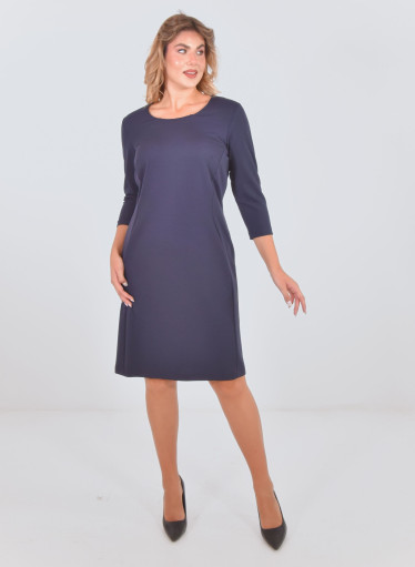 Midi σκούρο μπλε φόρεμα σε pencil γραμμή