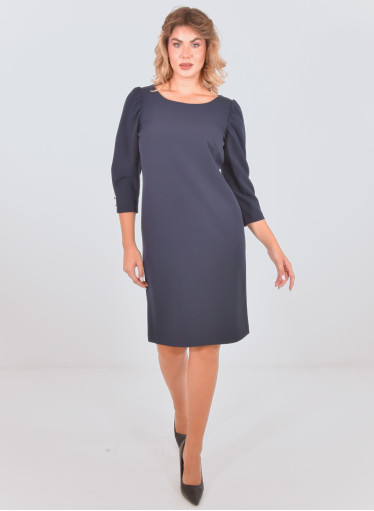 Μπλε διαχρονικό midi φόρεμα με εντυπωσιακά μανίκια Μπλε διαχρονικό midi φόρεμα με εντυπωσιακά μανίκια