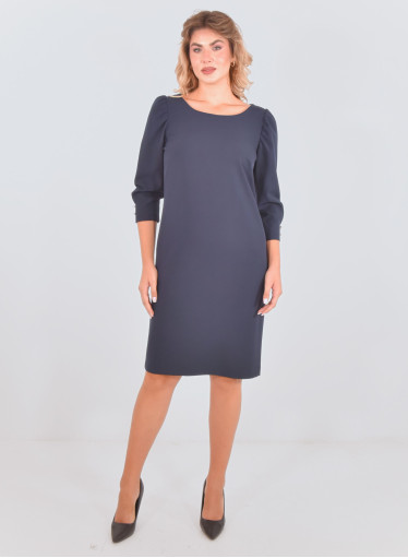 Μπλε διαχρονικό midi φόρεμα με εντυπωσιακά μανίκια Μπλε διαχρονικό midi φόρεμα με εντυπωσιακά μανίκια