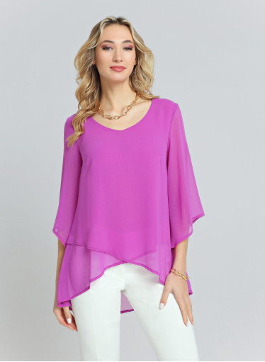 Κολακευτική αμπιγιέ μονόχρωμη μπλούζα Κολακευτική αμπιγιέ μονόχρωμη μπλούζα