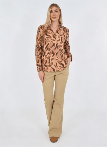 Animal Print Πουκάμισο σε Ζεστές Γήινες Αποχρώσεις