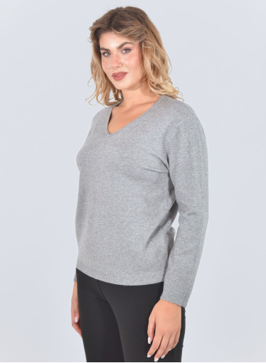 Γκρι πλεκτή μπλούζα σε ιριδίζον ύφασμα