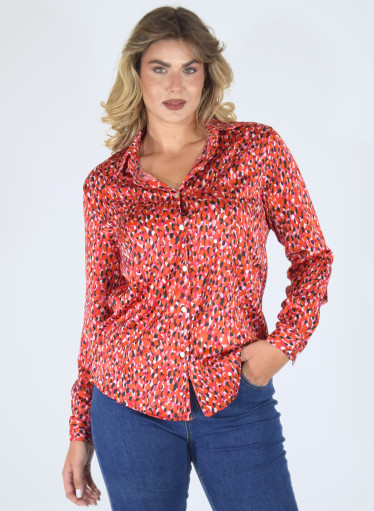 Θηλυκό κόκκινο εμπριμέ πουκάμισο Θηλυκό κόκκινο εμπριμέ πουκάμισο
