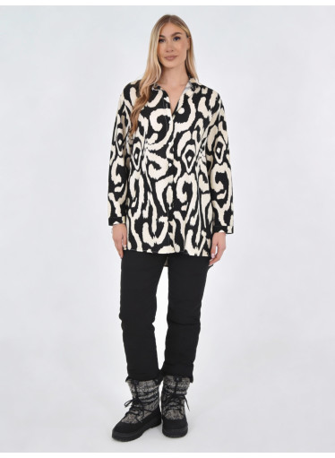 Γυναικεία Ριχτή Μπλούζα – Πουκάμισο Μαύρο με Print