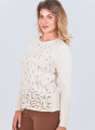 Άνετη μπεζ μπλούζα με ανάγλυφα διακριτικά σχέδια