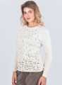 Άνετη εκρού μπλούζα με ανάγλυφα διακριτικά σχέδια