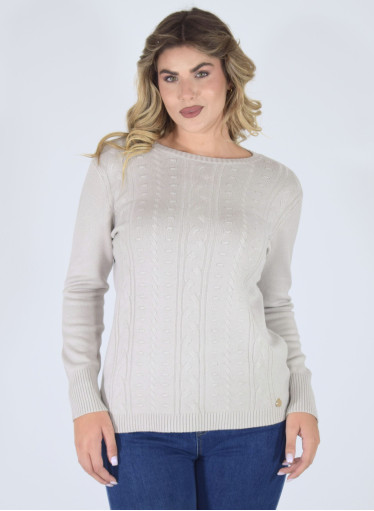 Ευκολοφόρετη πλεκτή μπλούζα με ανάγλυφο σχέδιο Ευκολοφόρετη πλεκτή μπλούζα με ανάγλυφο σχέδιο