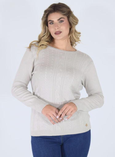 Ευκολοφόρετη πλεκτή μπλούζα με ανάγλυφο σχέδιο Ευκολοφόρετη πλεκτή μπλούζα με ανάγλυφο σχέδιο