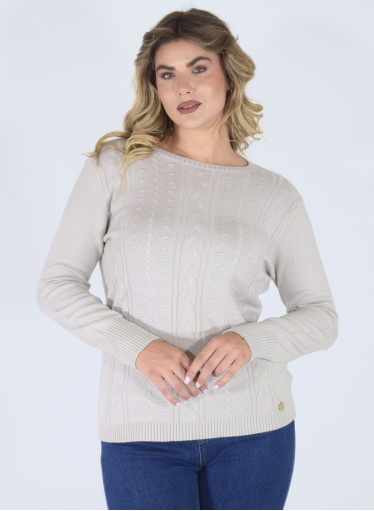 Ευκολοφόρετη πλεκτή μπλούζα με ανάγλυφο σχέδιο Ευκολοφόρετη πλεκτή μπλούζα με ανάγλυφο σχέδιο