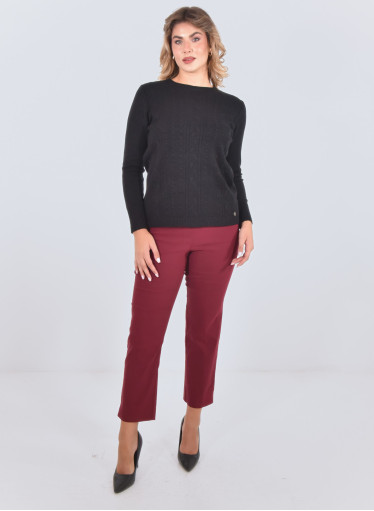 Μπλούζα μαυρ΄ή πλεκτή με ανάγλυφο σχέδιο πλεξούδα