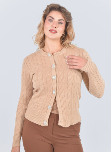 Πλεκτή ζακέτα με στρας στα κουμπιά
