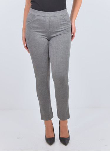 Παντελόνι - κολάν γκρι με διακριτική ανάγλυφη ρίγα