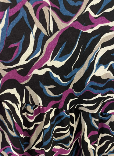 Πλεκτό εμπριμέ μωβ - μπλε φόρεμα σε A γραμμή μέχρι τους αστραγάλους