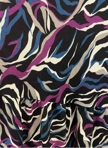 Πλεκτό εμπριμέ μωβ - μπλε φόρεμα σε A γραμμή μέχρι τους αστραγάλους