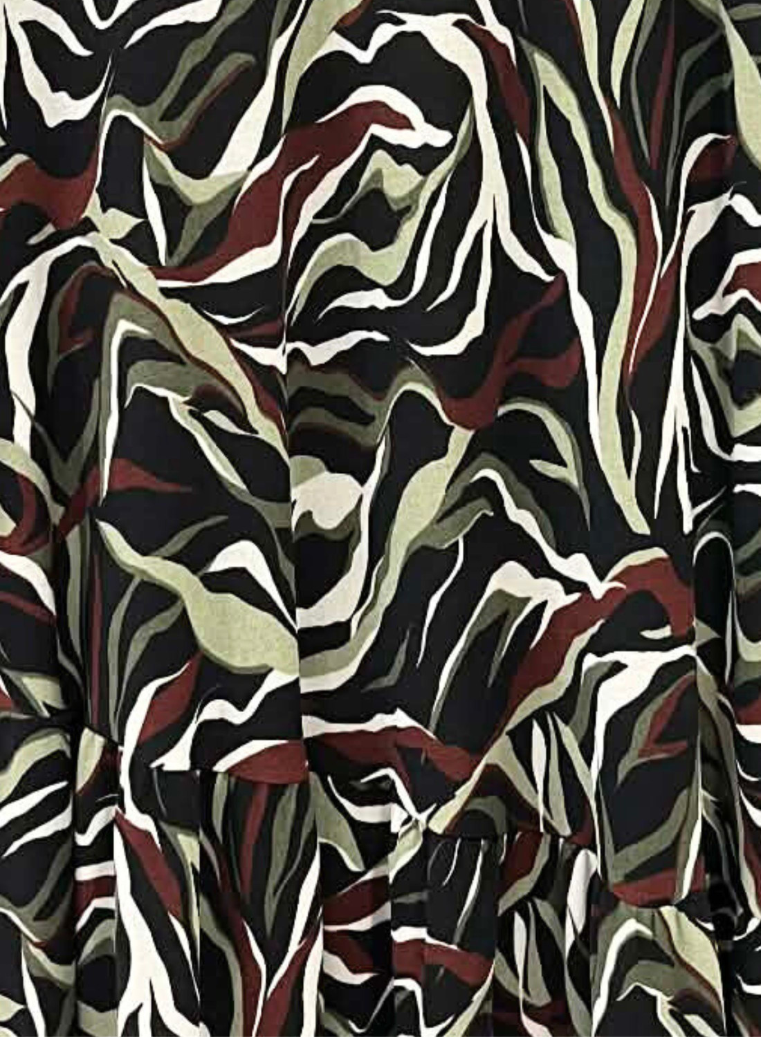 Πλεκτό εμπριμέ μπορντό - πράσινο φόρεμα σε A γραμμή μέχρι τους αστραγάλους