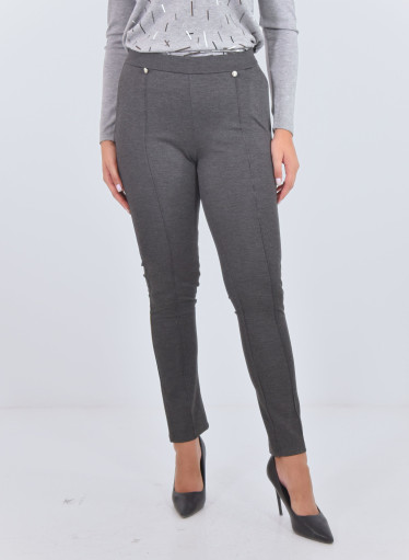 Γκρι υφασμάτινο ελαστικό παντελόνι - κολάν 