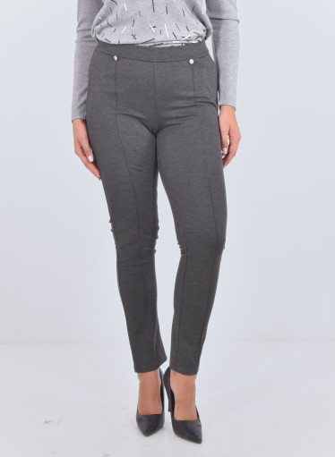 Γκρι υφασμάτινο ελαστικό παντελόνι - κολάν 