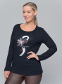 Άνετη μαύρη μπλούζα με στάμπα "Dance Queen"