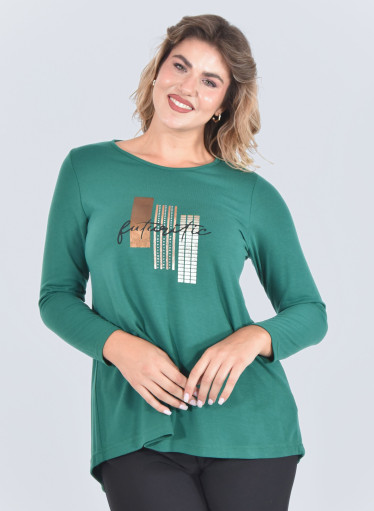 Μπλούζα με "fantastic" στάμπα σε πράσινο χρώμα Μπλούζα με "fantastic" στάμπα σε πράσινο χρώμα