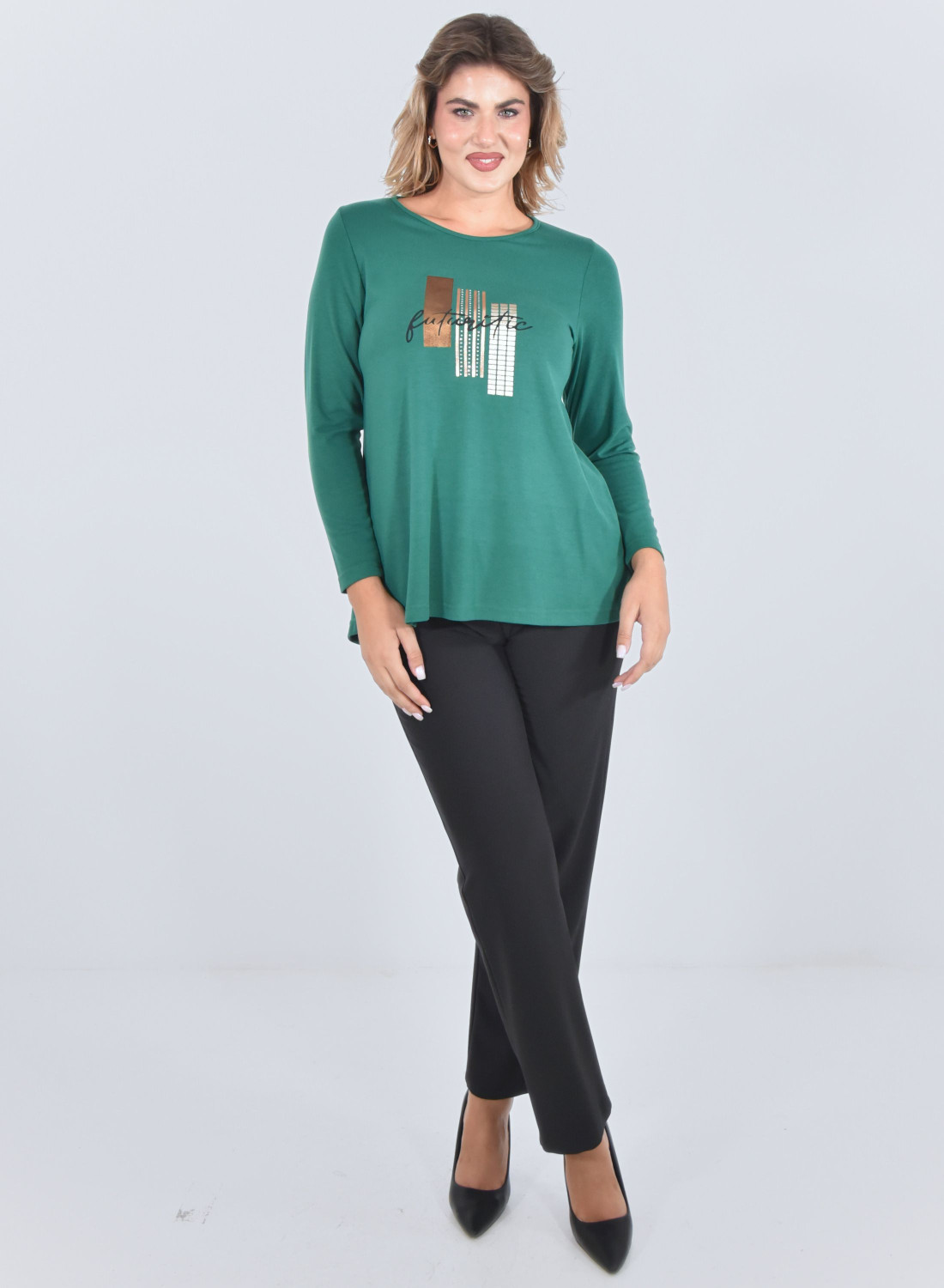 Μπλούζα με "fantastic" στάμπα σε πράσινο χρώμα Μπλούζα με "fantastic" στάμπα σε πράσινο χρώμα