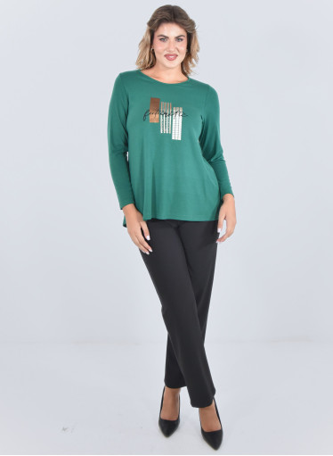 Μπλούζα με "fantastic" στάμπα σε πράσινο χρώμα Μπλούζα με "fantastic" στάμπα σε πράσινο χρώμα