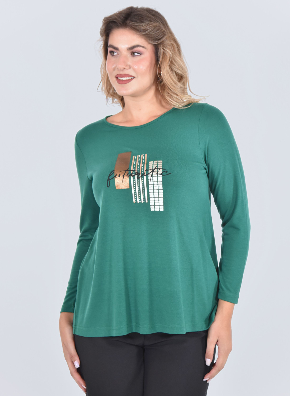 Μπλούζα με "fantastic" στάμπα σε πράσινο χρώμα Μπλούζα με "fantastic" στάμπα σε πράσινο χρώμα