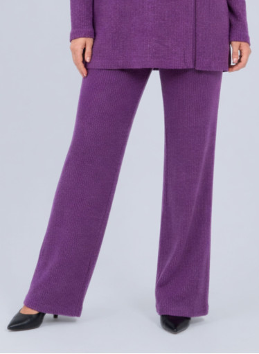 Μωβ πλεκτό ελαστικό παντελόνι φόρμας σε άνετη γραμμή