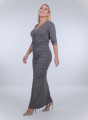 Ελαστικό λούρεξ γκρι μάξι φόρεμα με λάμψεις