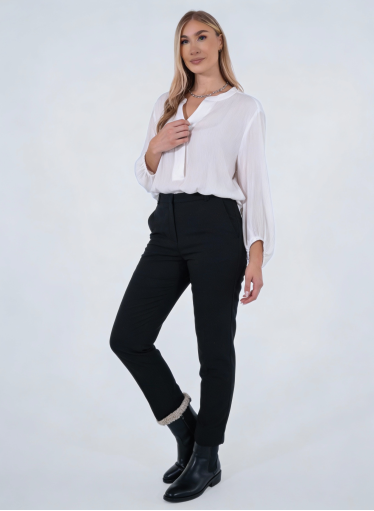 Λευκή Ριχτή Μπλούζα Oversized με Statement Μανίκια