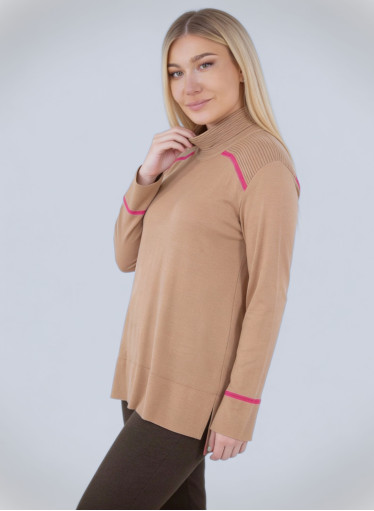 Ευκολοφόρετη πλεκτή καμηλό μπλούζα