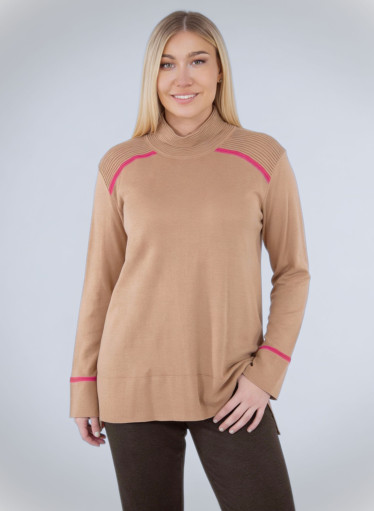 Ευκολοφόρετη πλεκτή καμηλό μπλούζα