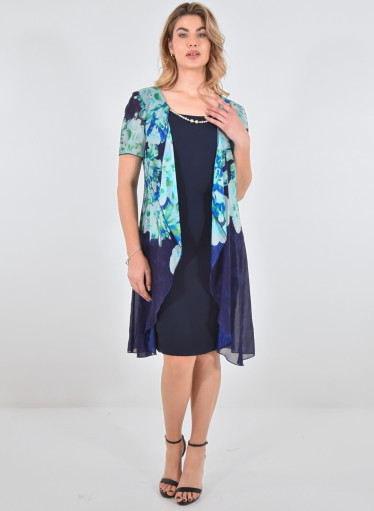 Αμπιγιέ midi φόρεμα με κολακευτική μουσελίνα