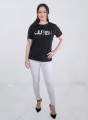 Μαύρο βαμβακερό t-shirt με "QUEEN" κεντητή στάμπα Μαύρο βαμβακερό t-shirt με "QUEEN" κεντητή στάμπα