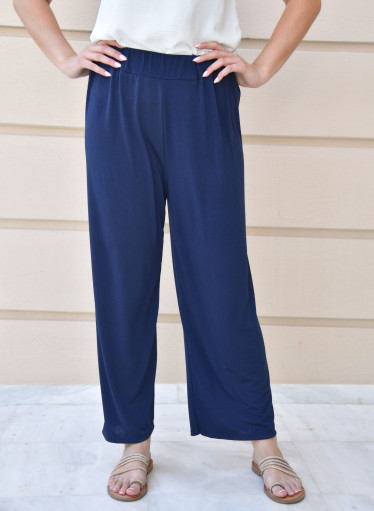 Μπλε ελαστική άνετη παντελόνα Μπλε ελαστική άνετη παντελόνα