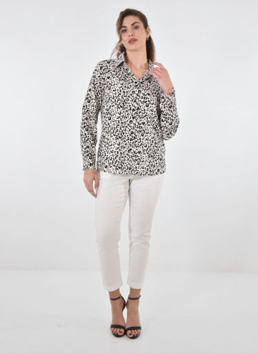 Ασπρόμαυρο εμπριμέ πουκάμισο Ασπρόμαυρο εμπριμέ πουκάμισο