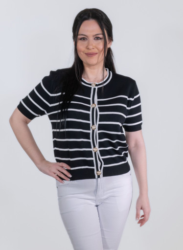 Βαμβακερή μαύρη ζακέτα μαρινιέρα