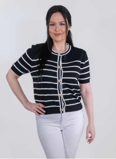 Βαμβακερή μαύρη ζακέτα μαρινιέρα