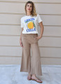 Βαμβακερό λευκό t-shirt με limoncello στάμπα Βαμβακερό λευκό t-shirt με limoncello στάμπα