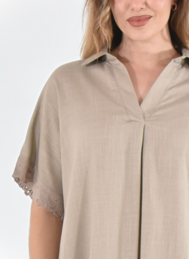 Μονόχρωμο βαμβακερό midi φόρεμα