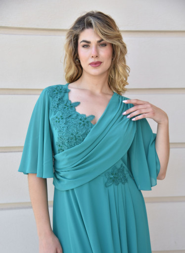 Θηλυκό αμπιγιέ μάξι φόρεμα με δαντέλα