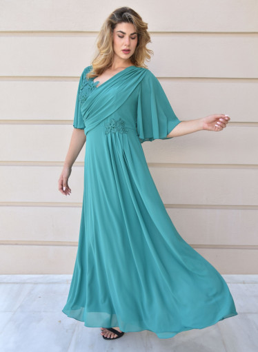 Θηλυκό αμπιγιέ μάξι φόρεμα με δαντέλα