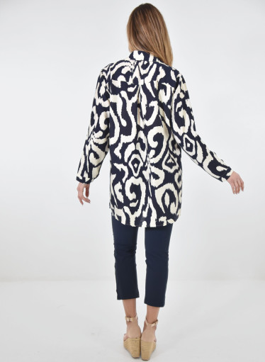 Βαμβακερή εμπριμέ μπλε μπλούζα Βαμβακερή εμπριμέ μπλε μπλούζα