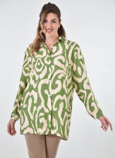 Βαμβακερό πουκάμισο - μπλούζα σε φωτεινό εμπριμέ σχέδιο Βαμβακερό πουκάμισο - μπλούζα σε φωτεινό εμπριμέ σχέδιο