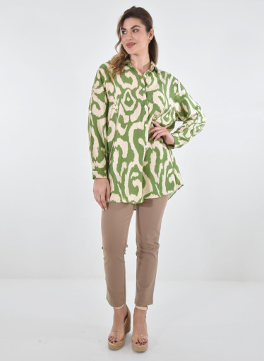 Βαμβακερό πουκάμισο - μπλούζα σε φωτεινό εμπριμέ σχέδιο