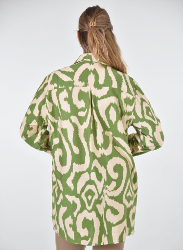 Βαμβακερό πουκάμισο - μπλούζα σε φωτεινό εμπριμέ σχέδιο Βαμβακερό πουκάμισο - μπλούζα σε φωτεινό εμπριμέ σχέδιο
