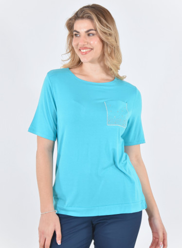 Δροσερή μονόχρωμη μπλούζα με στρας Δροσερή μονόχρωμη μπλούζα με στρας