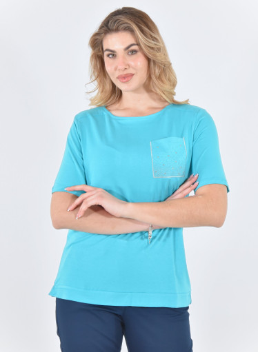 Δροσερή μονόχρωμη μπλούζα με στρας Δροσερή μονόχρωμη μπλούζα με στρας