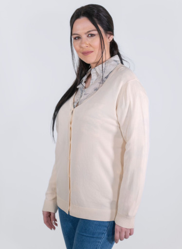 Μονόχρωμη εκρού ζακέτα με κουμπιά